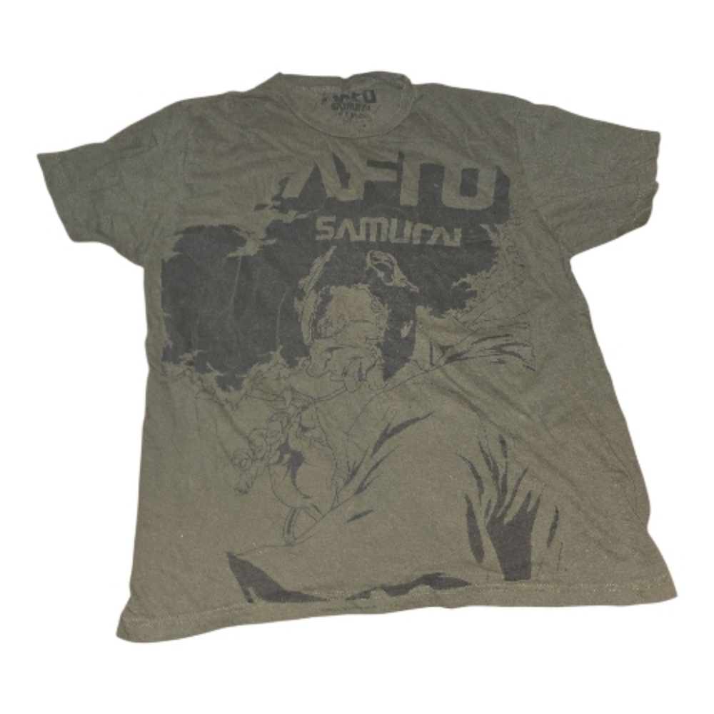 Afro Samurai Graphic T-Shirt - Olive Green Size XL